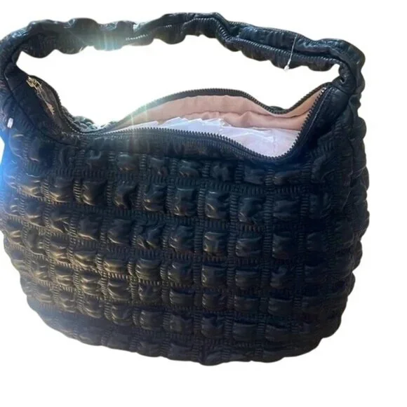 Jason Wu Fay Black Vegan Leather Large Bubble Hobo Shoulder Bag - Picture 2 of 6